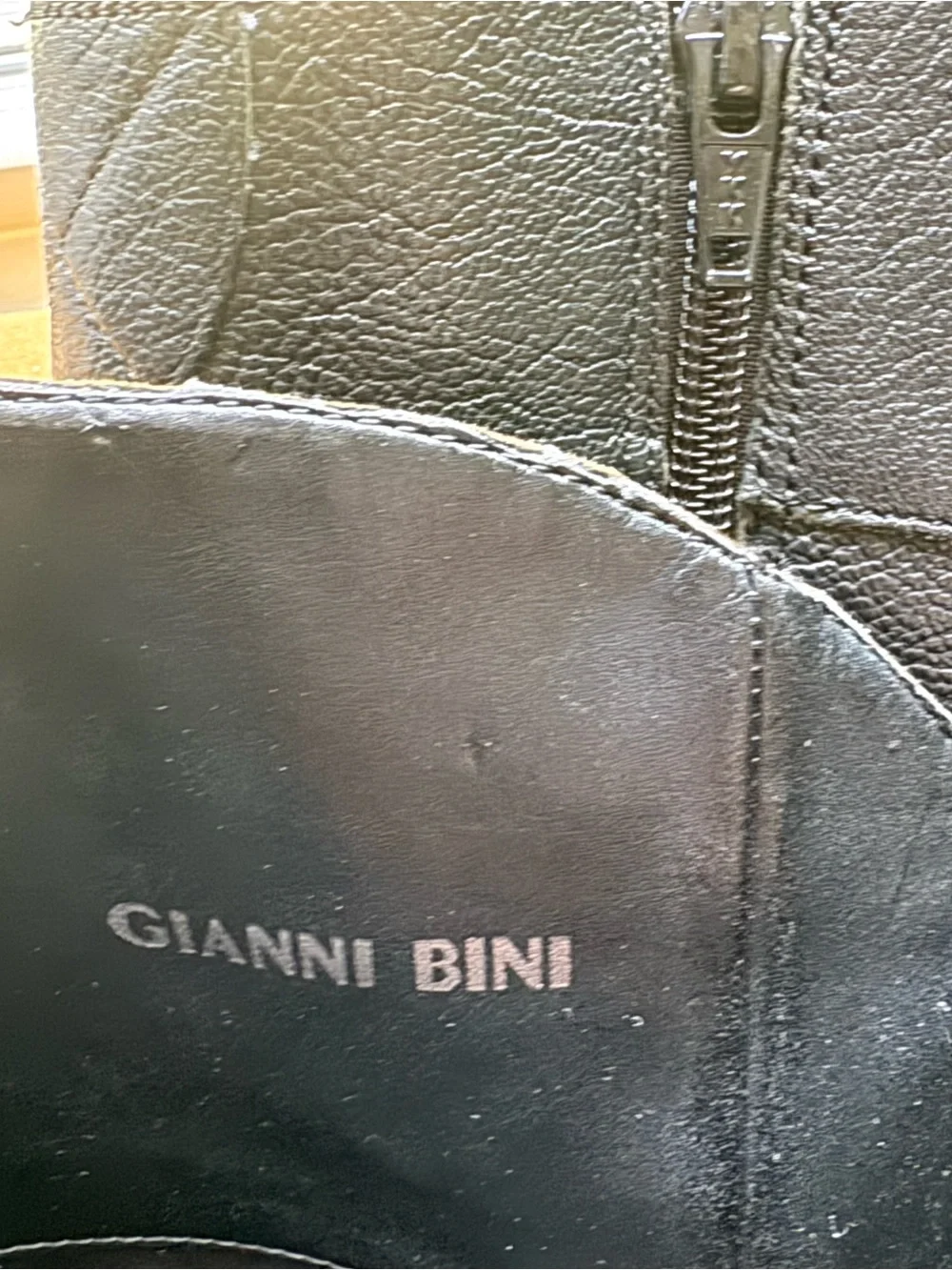 Gianni Bini Black Over-the-Knee Leather Boots with Side Chain Detail